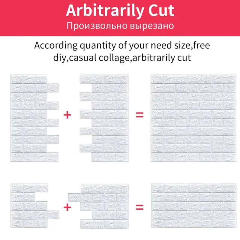 20pcs 35m*38.5cm 3DWall Sticker Solid Color Faux Brick Bedroom Home Decor Waterproof Self Adhesive DIY Living Room Wallpaper