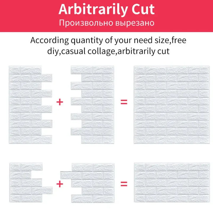 20pcs 35m*38.5cm 3DWall Sticker Solid Color Faux Brick Bedroom Home Decor Waterproof Self Adhesive DIY Living Room Wallpaper