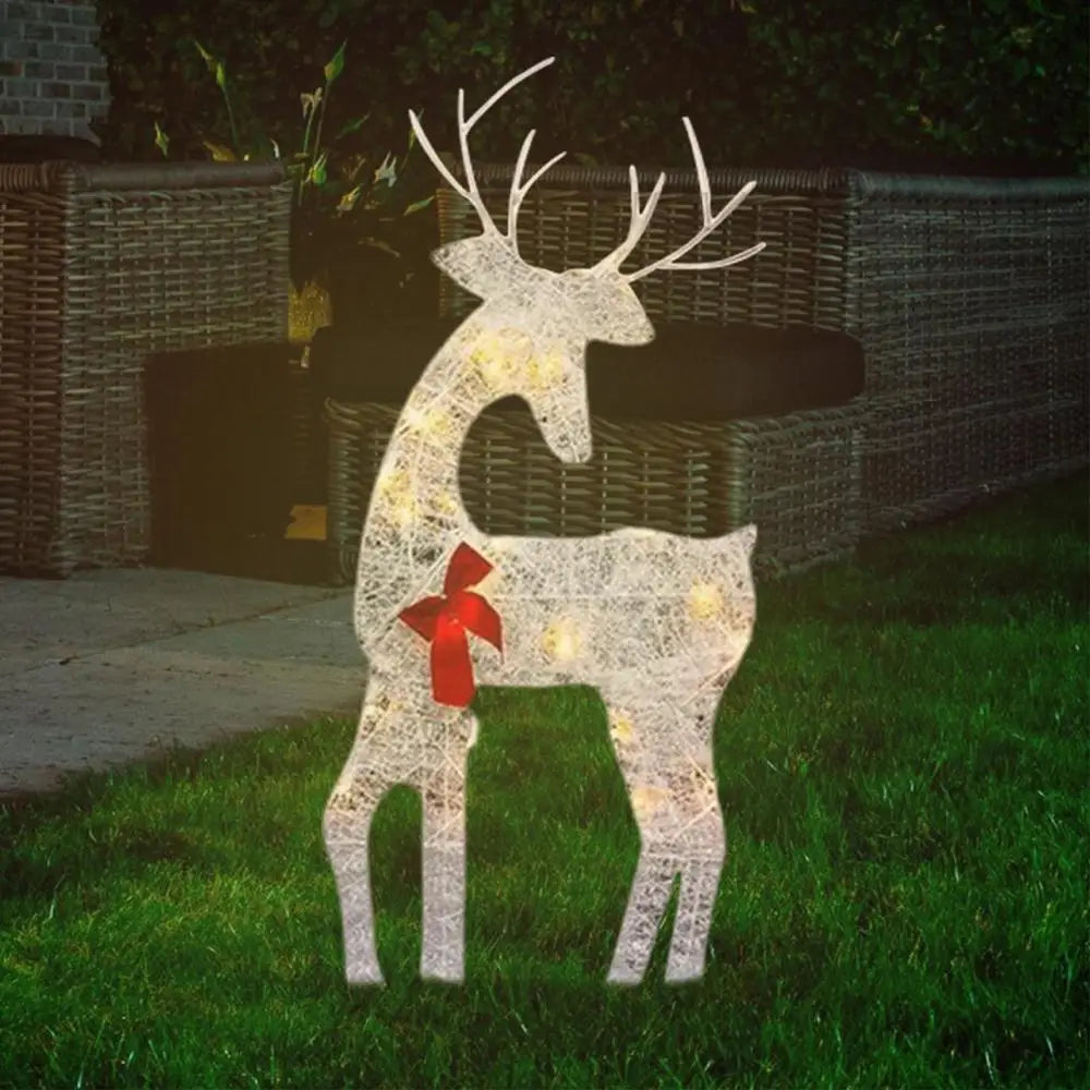 LED Light Iron Art Elk Deer Lighted Christmas Deer Glowing Glitter Reindeer Christmas Garden Decor Xmas Home Outdoor Yard Decor
