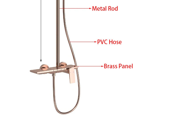 Rose Gold Shower Faucet Bathroom Hot Cold Mixer Bath Shower System Bathtub Wall Mount Round SPA Rainfall Luxury Set