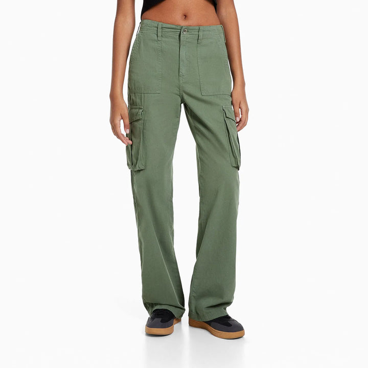 Women'S Adjustable Straight Fit Cargo Pants Adjustable Baggy With Pockets  Elastic Waist Casual Cargo Pants Relaxed Fit Pull On