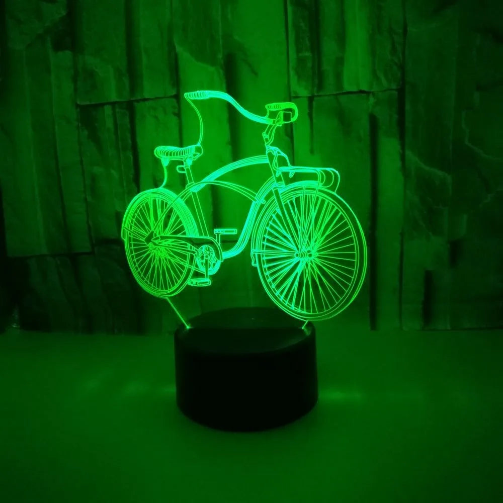 3D Bicycle Night Light 7 Color Illusion LED USB Night Lamp for Bedroom