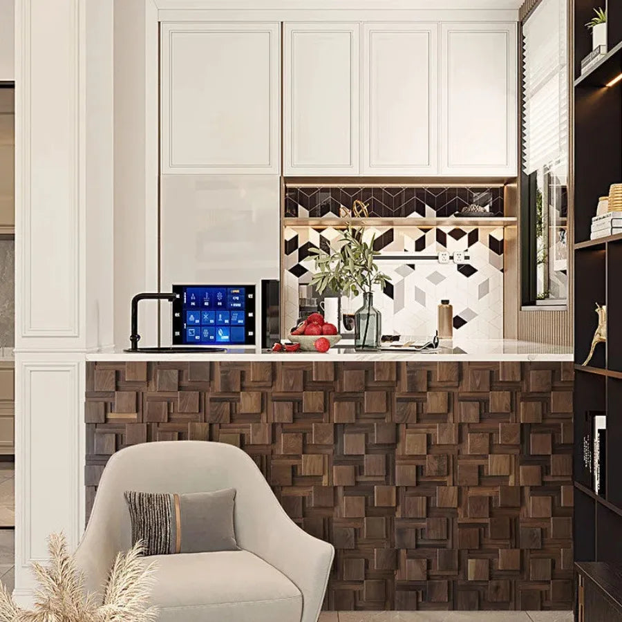 Black Walnut Log Solid Wood Mosaic Tile Square Mosaic Background Sofa TV Background Wall Decoration Art Acoustic Diffuser Panel