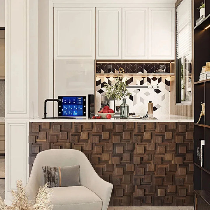 Black Walnut Log Solid Wood Mosaic Tile Square Mosaic Background Sofa TV Background Wall Decoration Art Acoustic Diffuser Panel