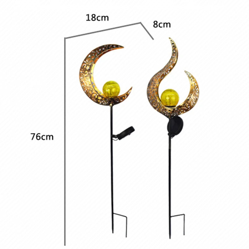 Led Solar Lights Outdoor Waterproof Moon Fire Fairy Lawn Garden Flamingo Lamp for Pathway Landscape Courtyard Garland Decoration
