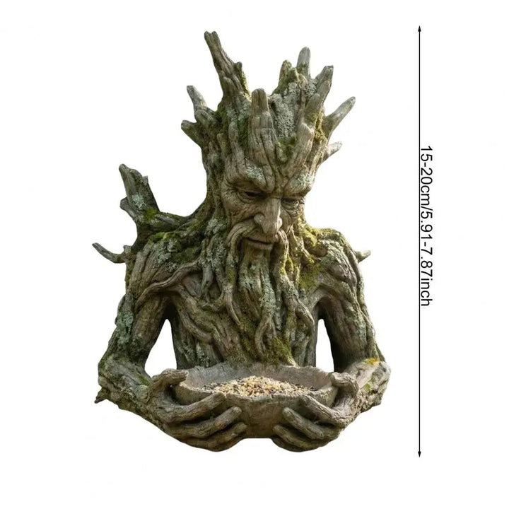 Mounted on Tree Bird Feeder Tree Face Bird Feeder Weatherproof Resin Decorative Birdseed Holder for Garden Backyard