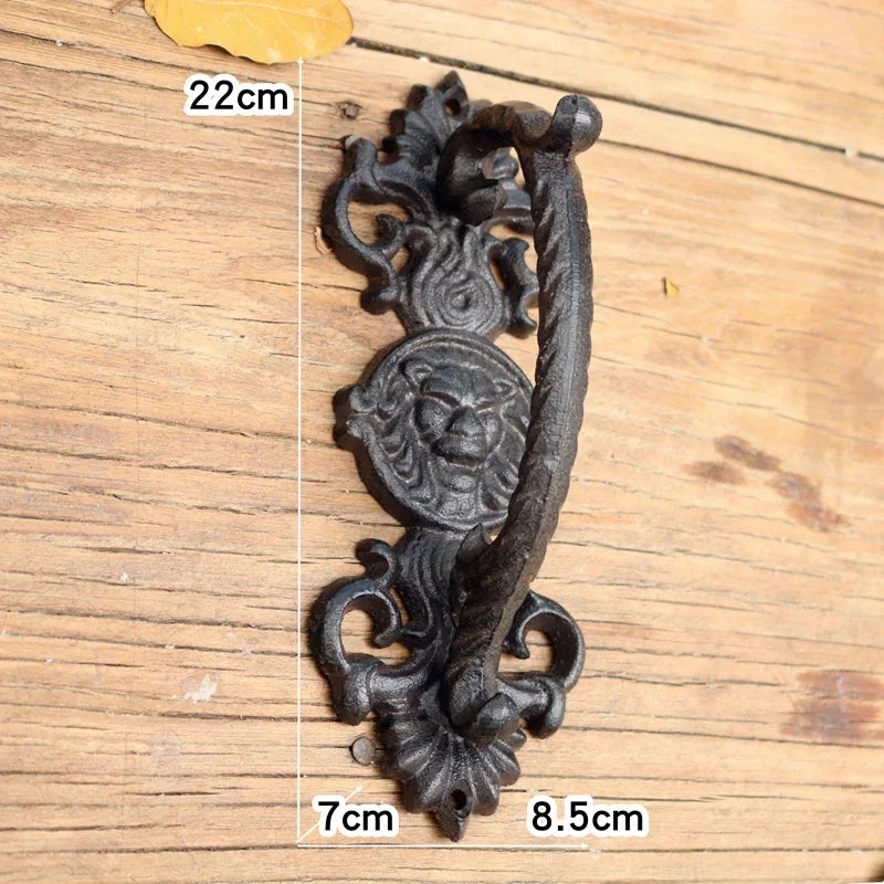 Retro European  Garden Courtyard Cast Iron Craft Door Handles Home Decoration Wall Decoration Door Handle Room Accessories WY609