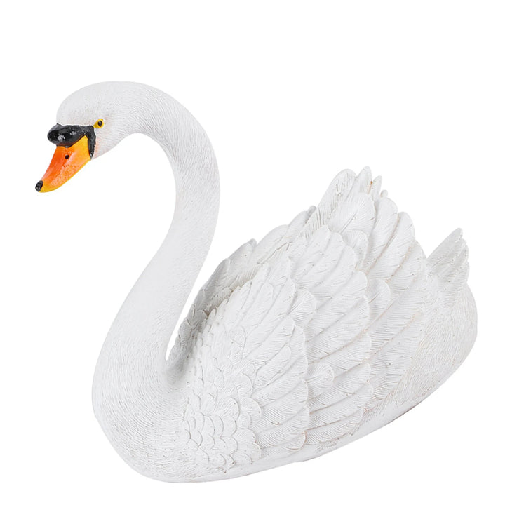 Resin Swan Sculpture Floating White Swan Figurine Ornament For Yard Garden Decor