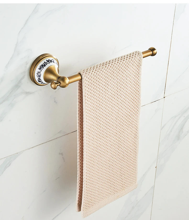 ELLEN Antique Bronze Bathroom Hardware Set Adjust Towel Rack Towel Holder Toilet Paper Holder Robe Hook EL2001A