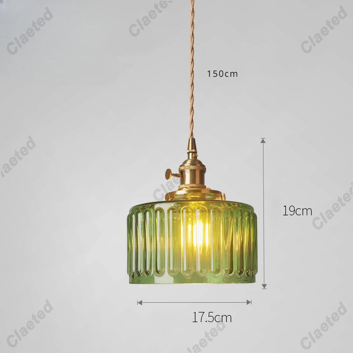 IWHD Modern Copper Glass LED Pendant Lamp Switch Living Room Bedroom Green Amber White Nordic Hanging Lights