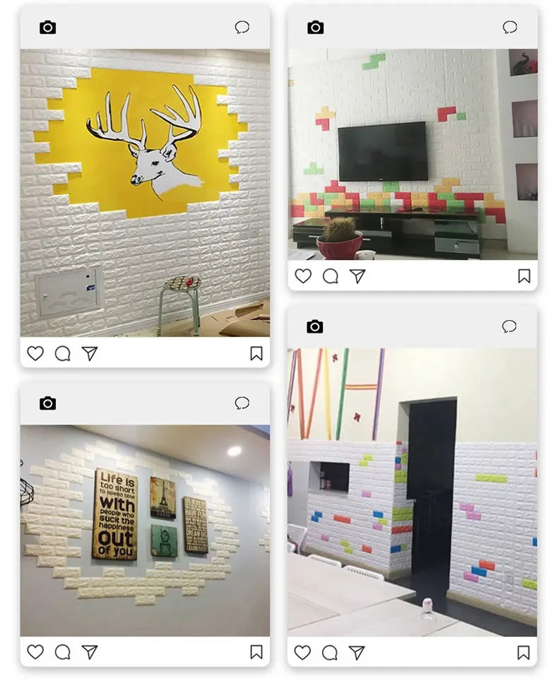 20pcs 35m*38.5cm 3DWall Sticker Solid Color Faux Brick Bedroom Home Decor Waterproof Self Adhesive DIY Living Room Wallpaper
