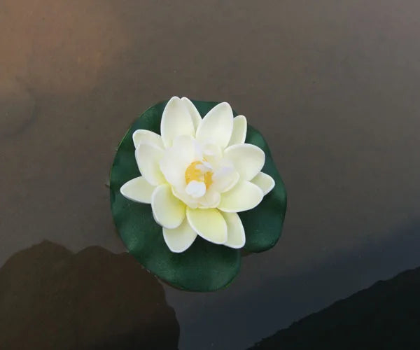 6PCS Lotus Artificial Flower Floating Fake Lotus Plant Lifelike Water Lily Micro Landscape for Pond Garden Decor