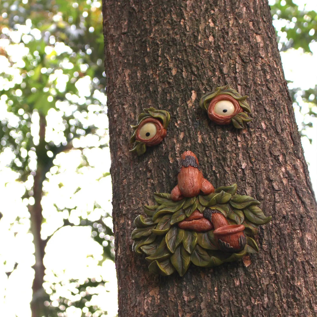 ‌Glowing Resin Tree Face Pipe - Magical Night Light for Outdoor Garden Decor‌
