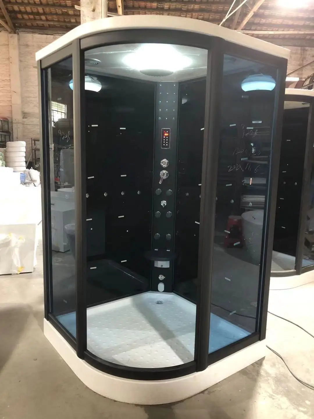 Arc fan swing door overall intelligent luxury steam sauna shower room waterproof wet and dry separation