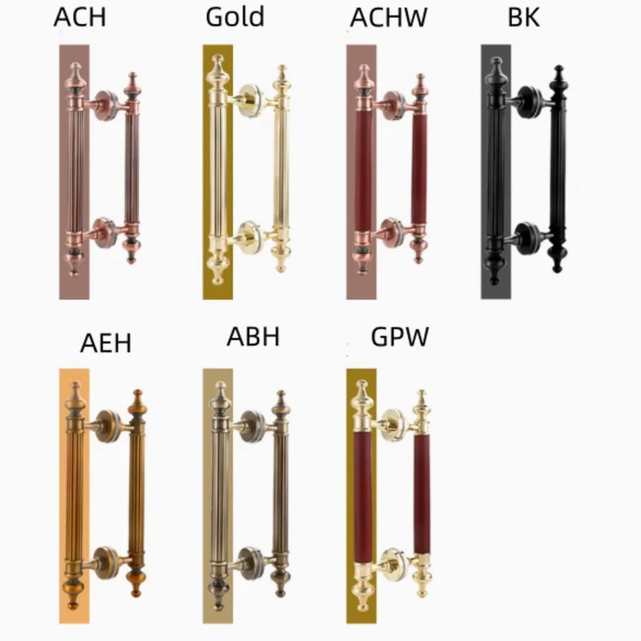 350 460 550 800MM European Retro Black Antique Brass Gold Hotel Home Office Solid Wood Glass Door Double Side Press Large Handle