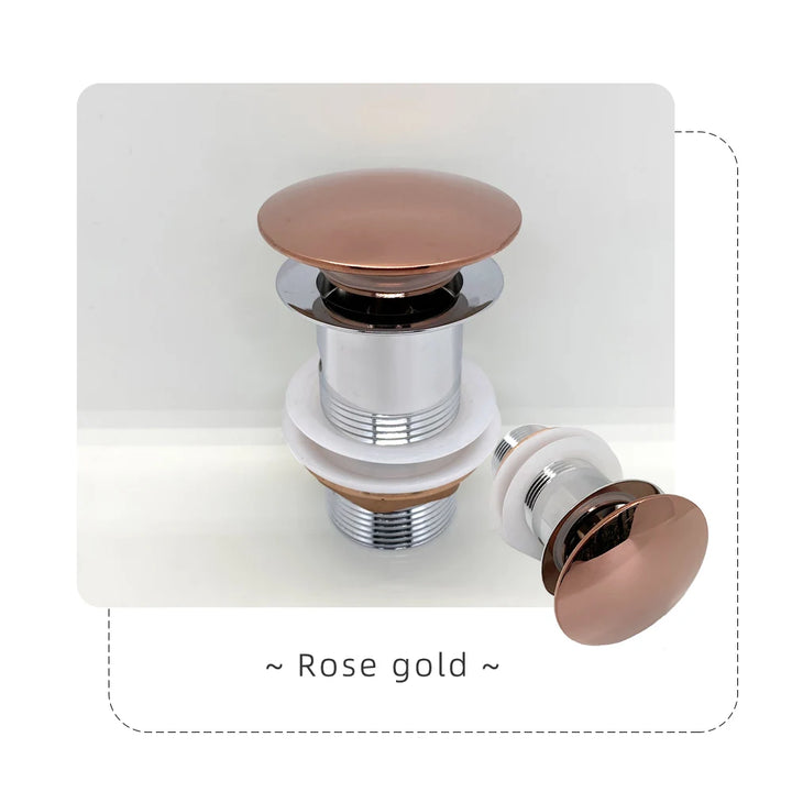 Bathroom Push Down Pop-Up Drain Sink Waste Stopper Valve Chrome Body with Color Lid Washbasin Water Head Deodorization Stopper