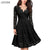 LSYCDS Elegant Sexy Dress for Women Vintage Lace Long Sleeve V Neck