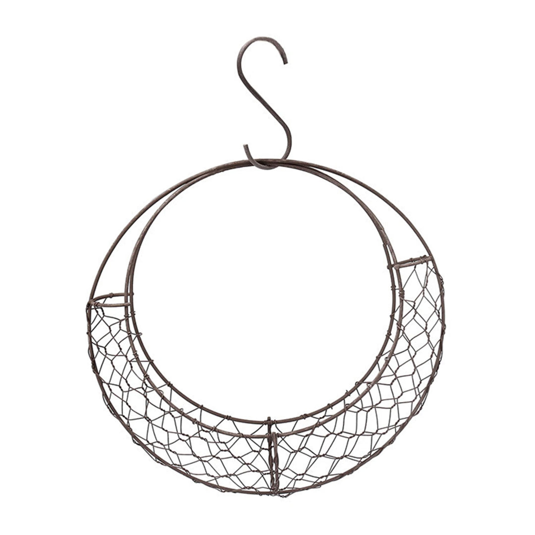 Metal Hanging Basins Crescent-Shaped Metal Hanging Baskets Wire Mesh Wreath Hangers Succulent Hanging Plant Hangers