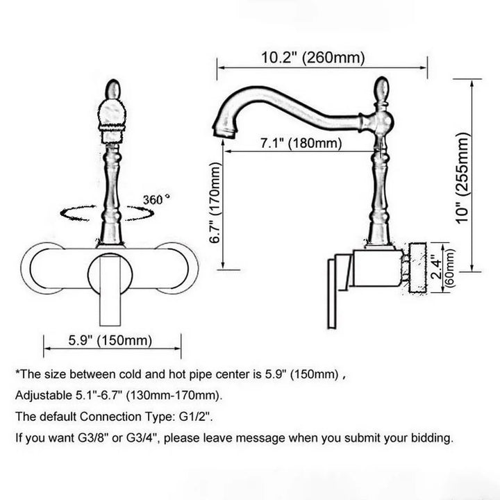 Black Oil Rubbed Bronze Bathroom Kitchen Sink Faucet Mixer Tap Swivel Spout Wall Mounted Single Handle mnf841