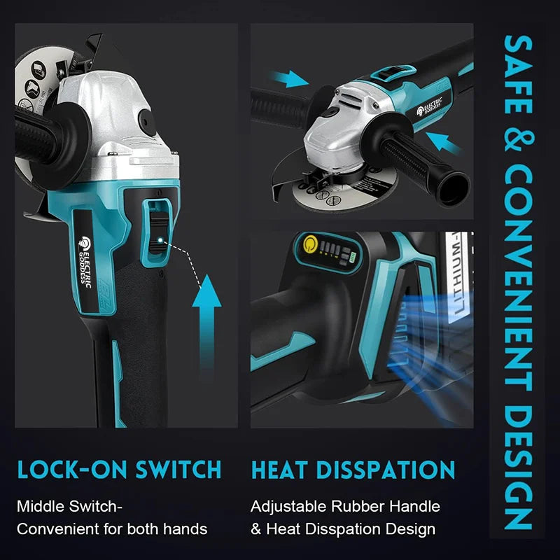 125/100mm Brushless Angle Grinder Polishing Cutting Machine Cordless Angle Grinder Tool For Makita 18V Battery Pin