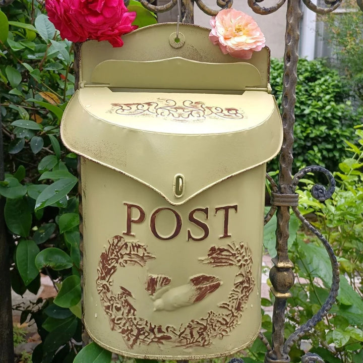 Vintage European Rural Pastoral Style Wall Mount Mailbox Farmhouse Post Creative Newspaper Letter Box Waterproof Garden Decor