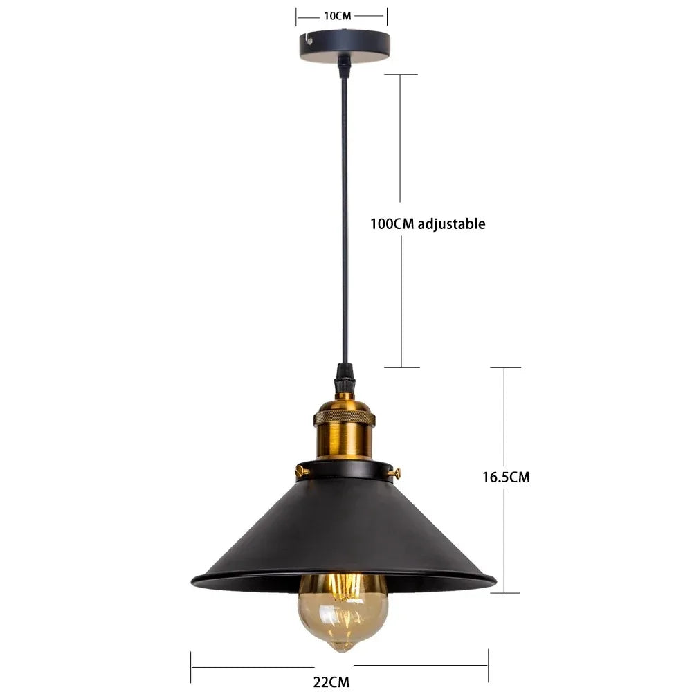 JOYINLED Industrial Chandelier Vintage Retro Black Pendant Light Shade Loft Iron Umbrella Kitchen Bar Hanging Ceiling Light
