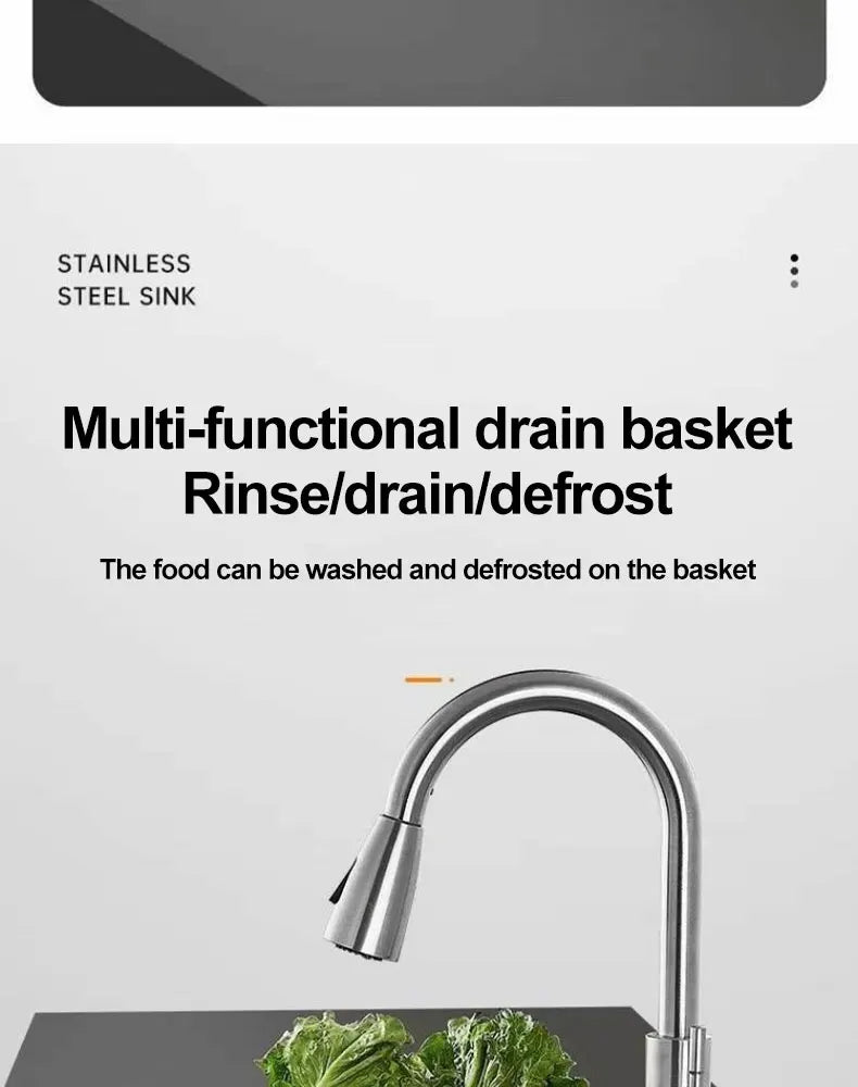 Thickened 304 Stainless Steel Single Sink Kitchen Sink Undermount Dishwashing Trough