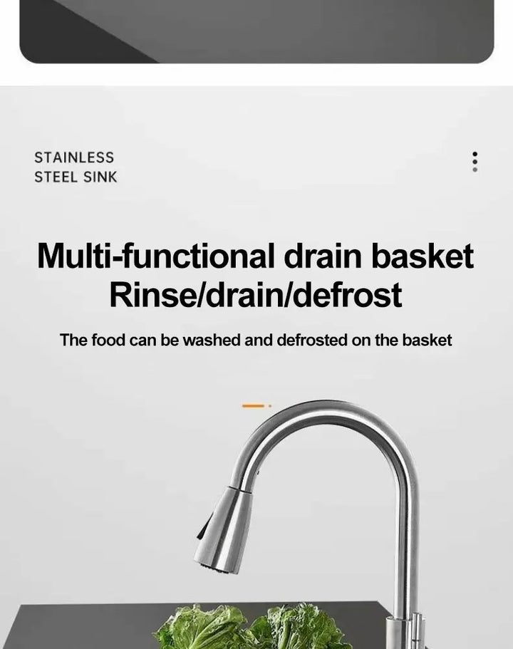 Thickened 304 Stainless Steel Single Sink Kitchen Sink Undermount Dishwashing Trough