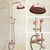 Antique Red Copper Wall Mounted Bathroom 8" inch Round Rain Shower Faucet Set Dual Cross Handle Tub Mixer Tap arg501