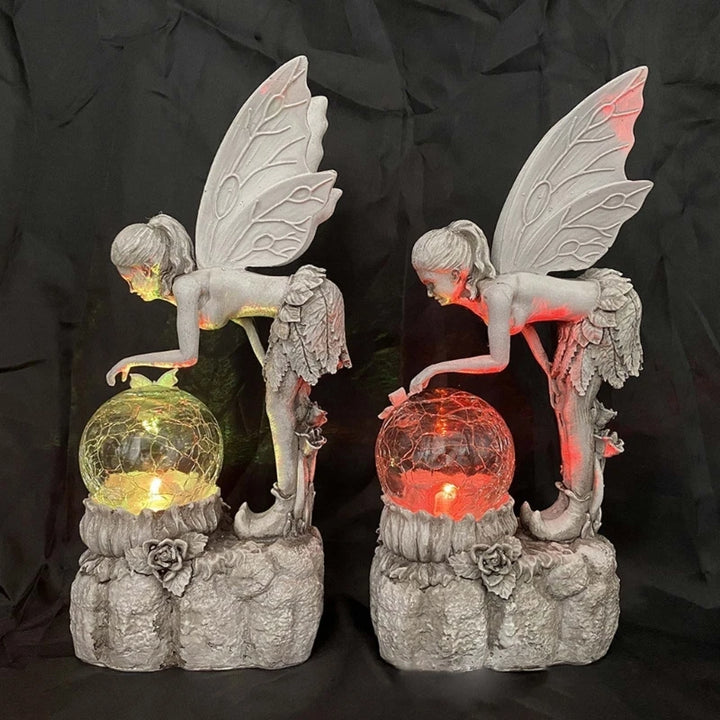 Fairy Garden Solar Flashing LED  Resin Garden Statue Outdoor Decoration