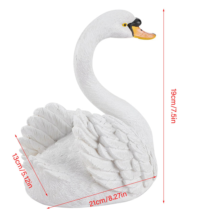 Resin Swan Sculpture Floating White Swan Figurine Ornament For Yard Garden Decor