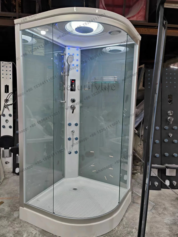 Arc fan swing door overall intelligent luxury steam sauna shower room waterproof wet and dry separation