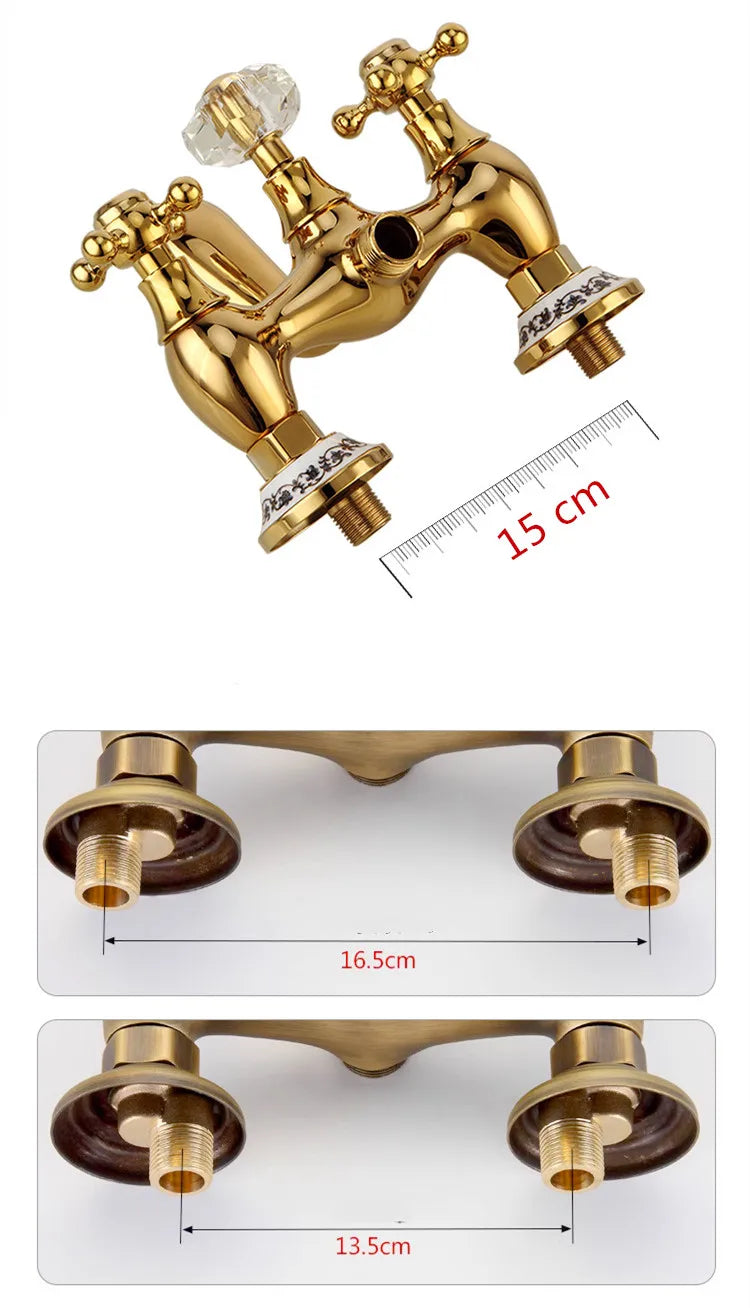 Luxury Gold Bathroom Shower Faucet Brass Bathtub and Shower Faucet Wall-Mounted Bath and shower Faucet Classical Dual Handle