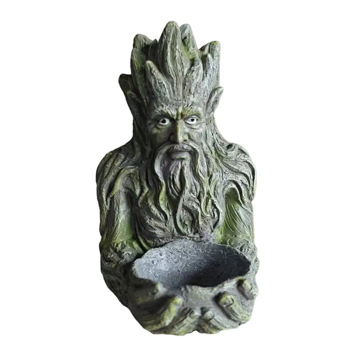 Mounted on Tree Bird Feeder Tree Face Bird Feeder Weatherproof Resin Decorative Birdseed Holder for Garden Backyard