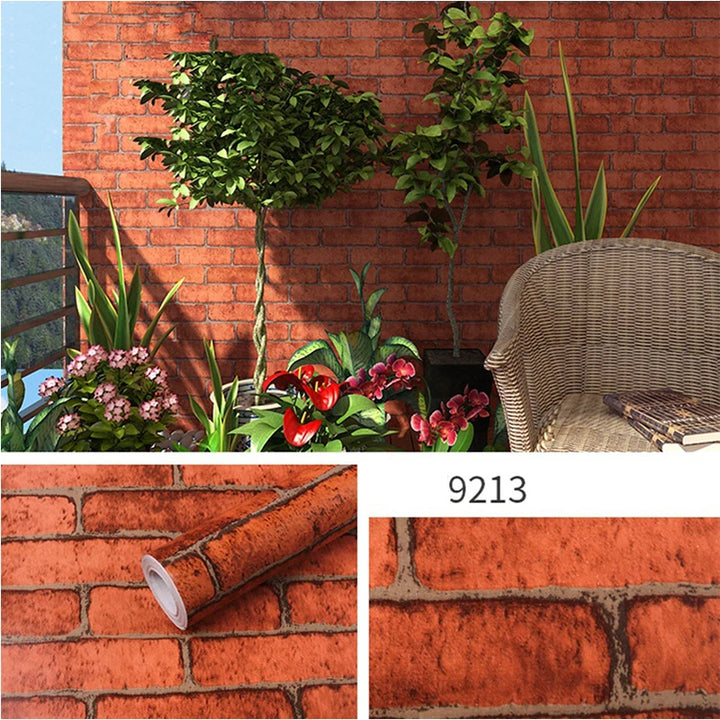 Self sticking PVC retro nostalgic imitation brick texture brown red brick self-adhesive wallpaper for home decoration vinyl film