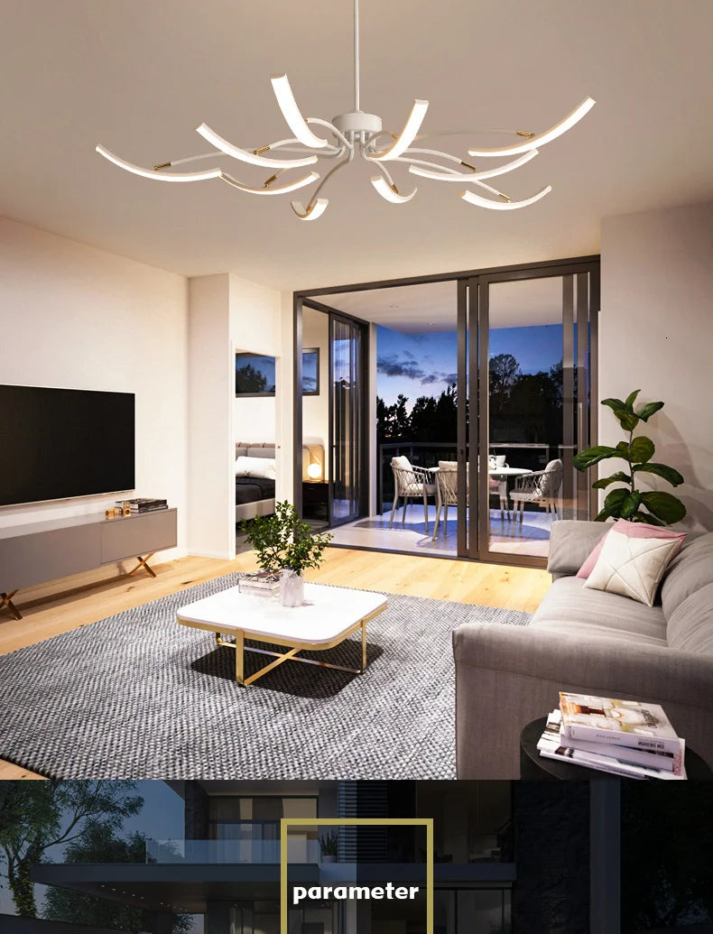 NEO Gleam Black/Gold DIY Modern led Chandelier bedroom study Living Room Suspension luminaire Hanging Chandeliers