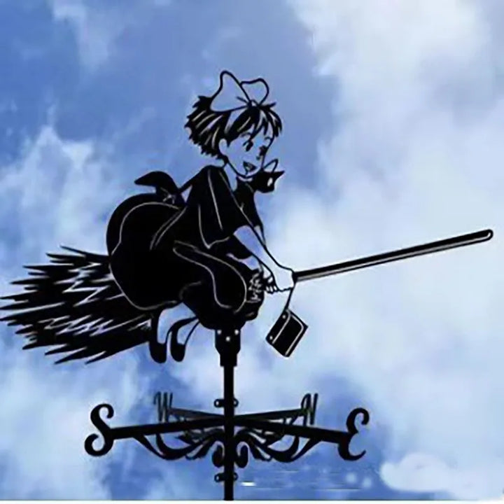 Metal Weathervane,Witch Iron Weather Vane,Sea Rover Wind Direction Indicator,Garden Outdoor Roof Decoration,