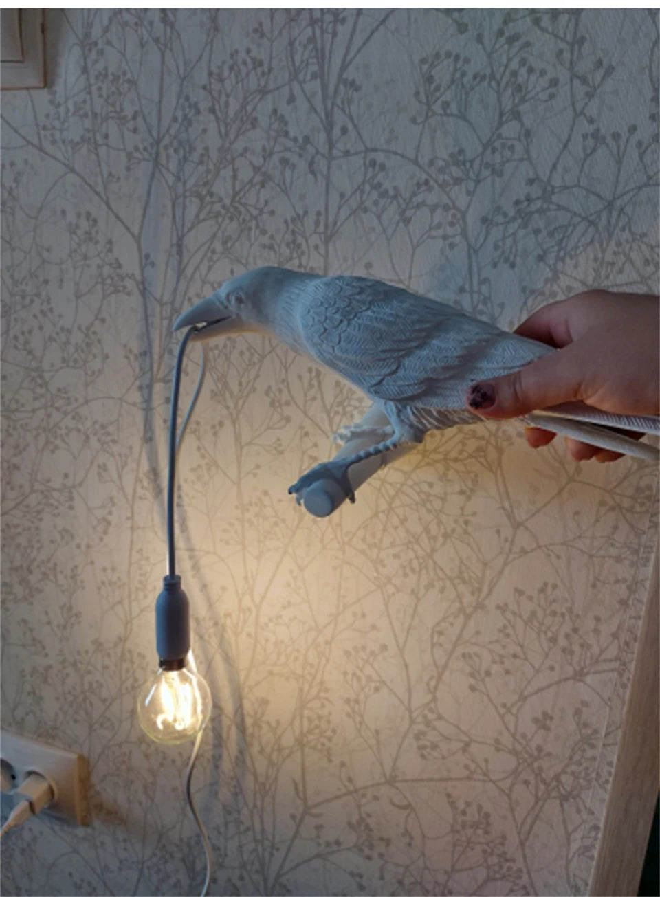 Resin Lucky Bird Crow Wall Lamp Table Lamp Night Light Bedroom Bedside Living Room Wall Lamp Home Decoration(Free bulb)