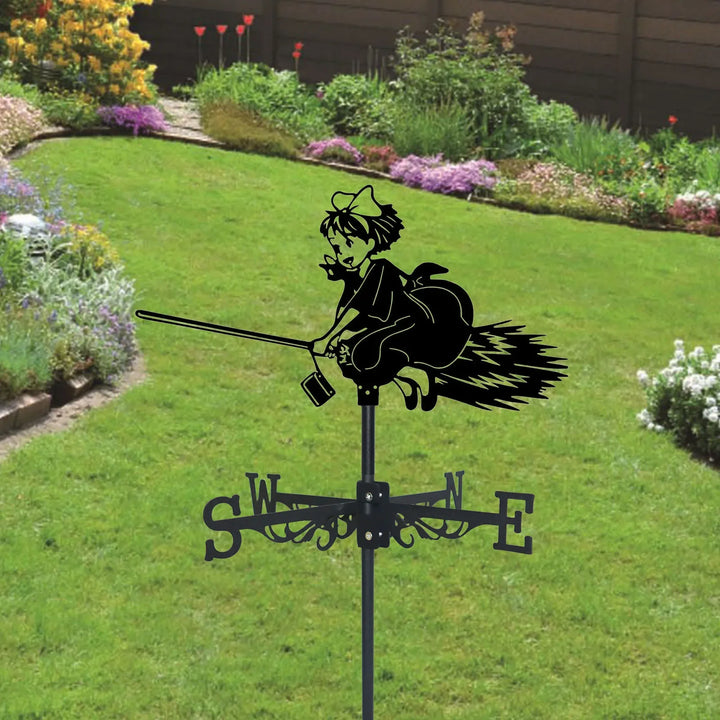 Weathervane, Metal Outdoor Garden Ironwork, Roof Courtyard Garden Decoration, Creative Furniture Chicken, Witch, Housewares New