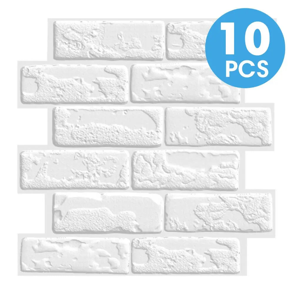 10/20Pcs 3D Faux Brick Peel and Stick PVC Wall Stickers, Waterproof Easy to Install Wall Panels, Interior Wall Decoration