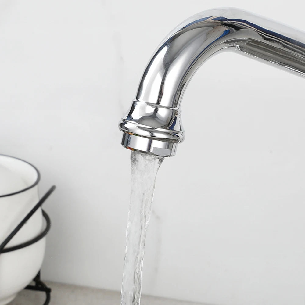 ZAPPO Kitchen Sink Faucet Polish Chrome Double Cross Handle Mixer 360° Swivel Spout Kitchen Faucets Tap Hot and Cold Water Taps