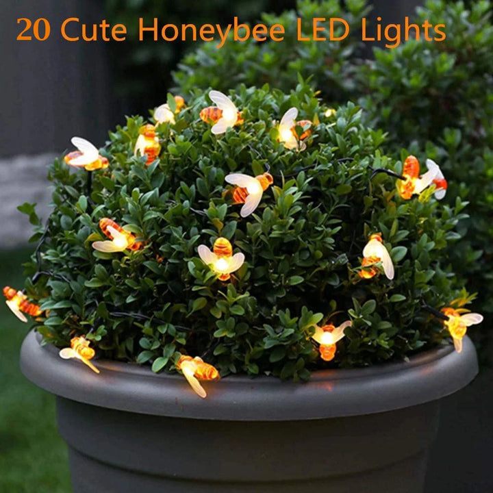 Solar String Lights 100 LEDs Honeybee Lights 8 Modes Garden Lights Solar Outdoor Lights Waterproof for Garden Decoration Outdoor