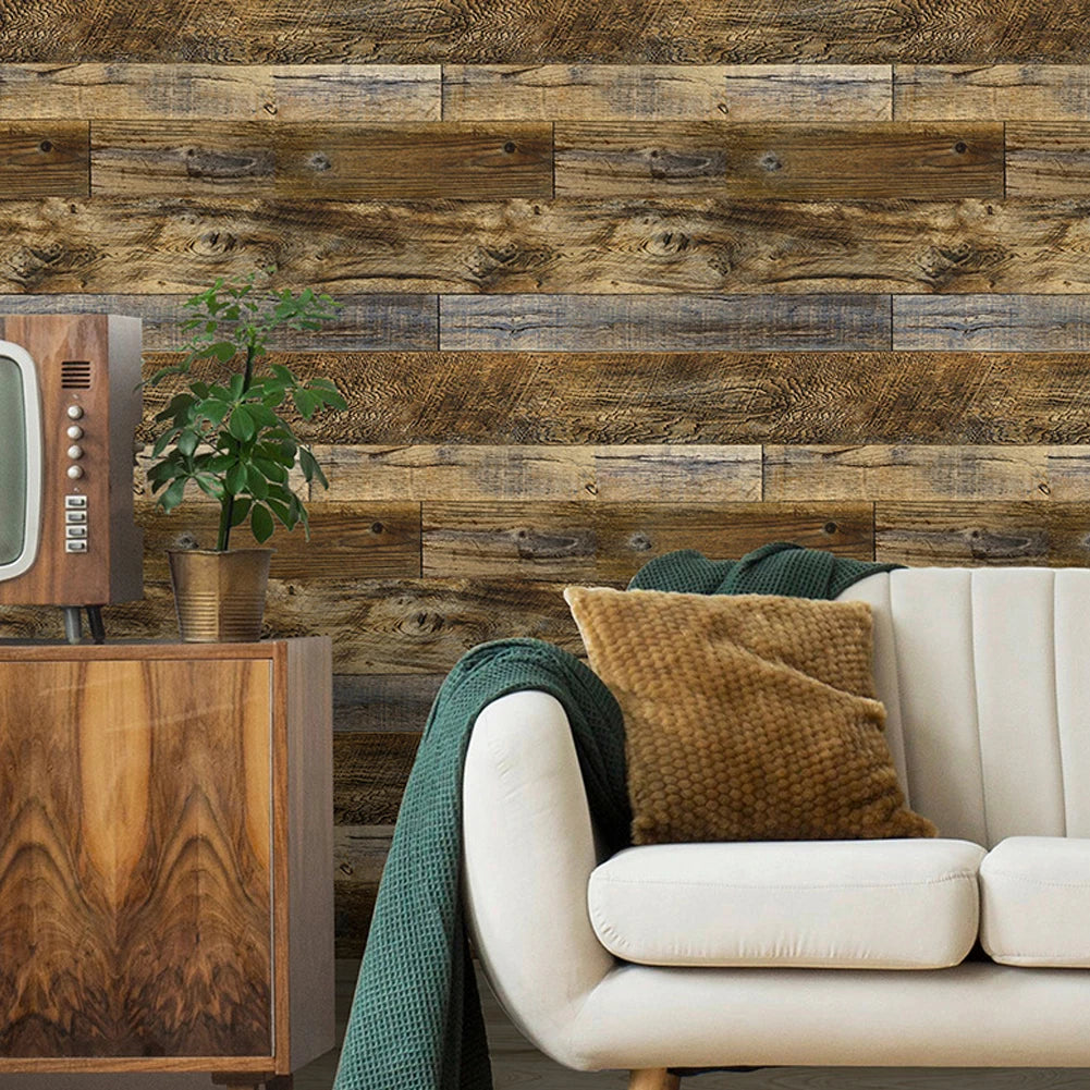 Self Adhesive Vintage Wood Grain Wallpapers Roll PVC Retro Contact Paper for Walls Desk Kitchen Cabinets Countertops Waterproof
