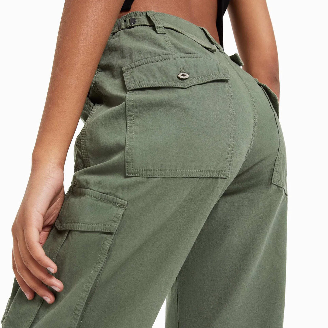 Women'S Adjustable Straight Fit Cargo Pants Adjustable Baggy With Pockets  Elastic Waist Casual Cargo Pants Relaxed Fit Pull On