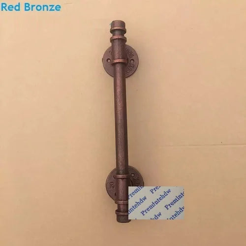 1Pc Rustic Iron Pipe Door Bar Pull Handle With Cap Finials Towel Rack Wall Grab Bronze Black Silver