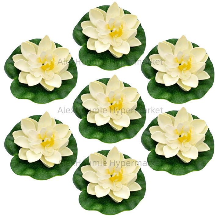 7 PCS Artificial Floating Foam Lotus Flower with Water Lily Pad Lifelike Ornament Perfect for Home Garden Pond Decor Decorations