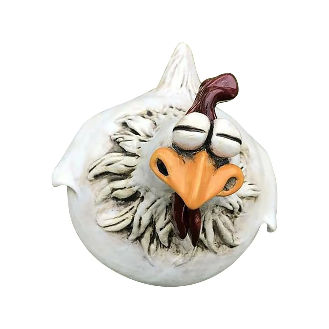 Chicken Sitting on Fence Decor Garden Statues for Fences Rooster Wall Art Yard Sculptures Farm Patio Lawn Decoration