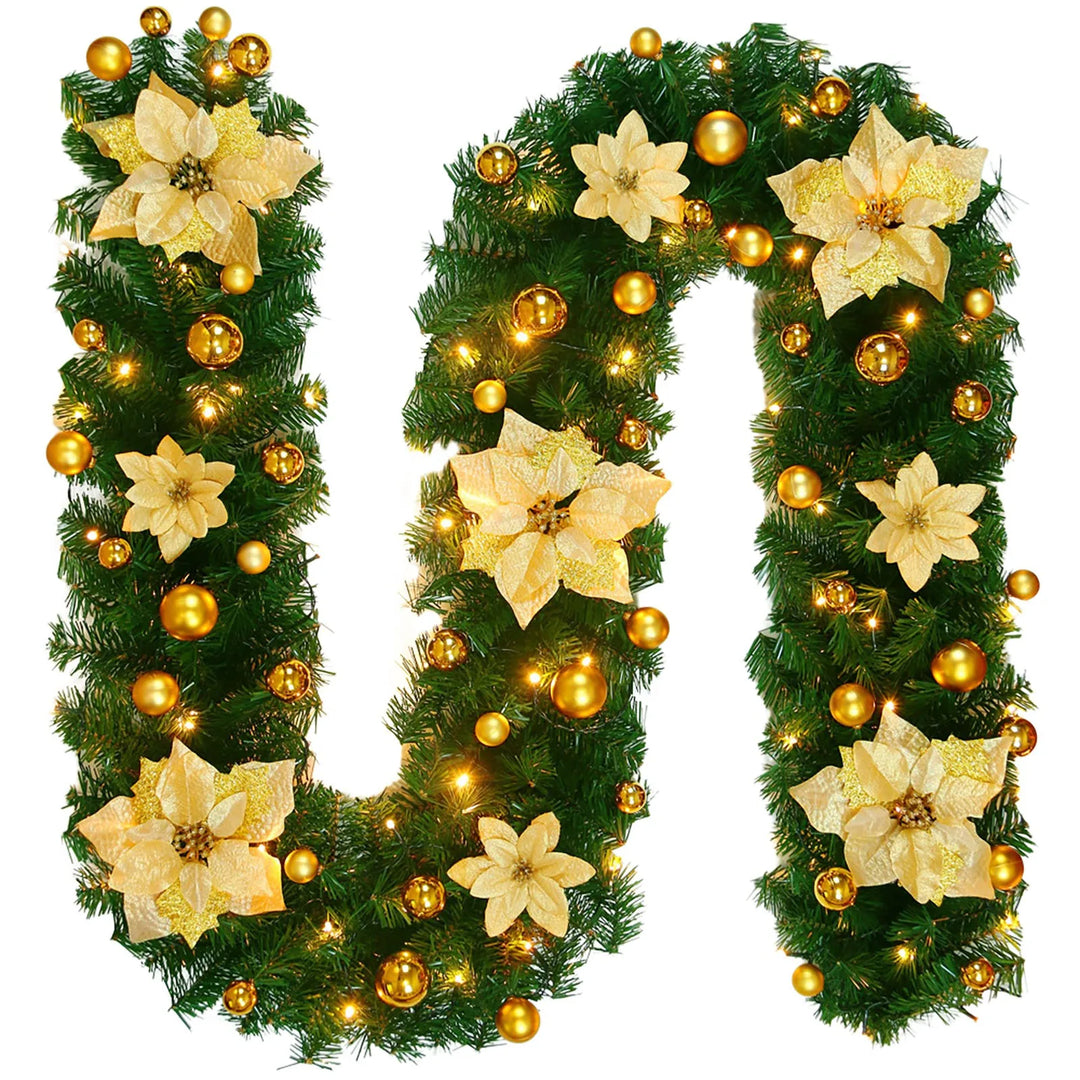 Xmas LED Light Tree Hanging Ornament Rattan Colorful Decoration For Christmas Party Home Rustic Door Wall Wreath Decoration