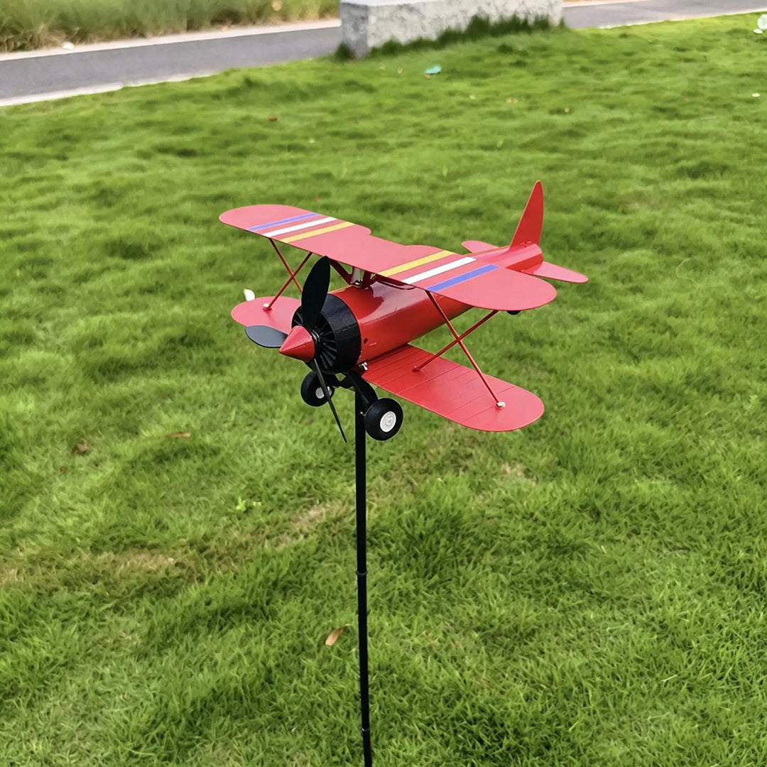 Airplane Weathervane Metal Windmill Wind Measuring Tool Airplane Wind Spinner for Lawn Courtyard Outdoor Patio Deck Backyard
