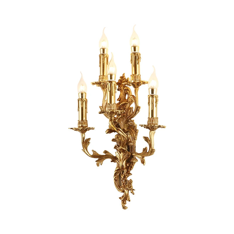 Baroque Unique Wall Lamps Indoor Wall Light for Hallway Art Deco Sconce Brass Gold Living Room Bedside Candle E14